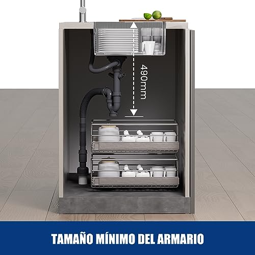 Miniatura 8 de Cecipa Fregadero Cocina 1 Seno 40x44cm, Fregadero De Acero Inoxidable, Fregadero Pequeño Rectangular, Cocina Fregadero Bajo Encimera, Fregadero Sobre Encimera, Kitchen Sink