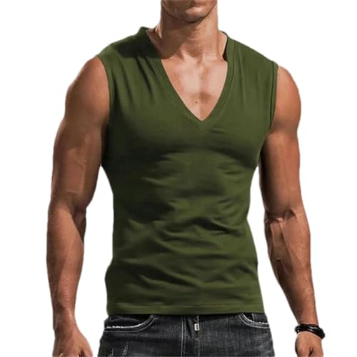 T-shirt sans manches homme anti-transpiration col V pour la gym