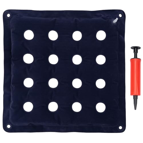 Pressure Relief Cushion for Prevention Sores Inflatable Seat Air Cushions for Bottoms Flocking 16 Holes Square Pressure Cushions Cushion Anti Bedsore with Bonus Air Pump for Wheelchair Office Chair