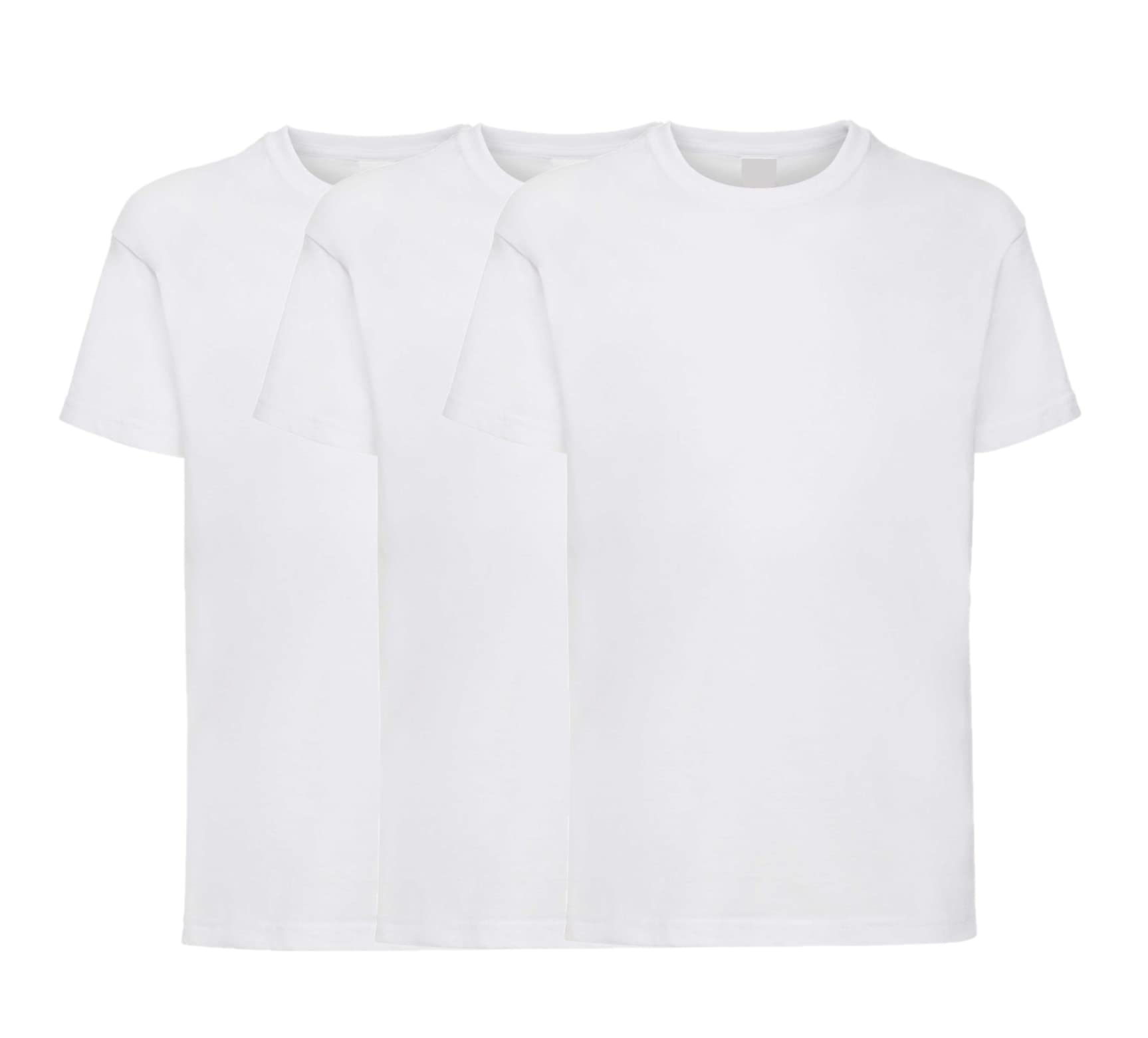 COOZO Unisex Kids Valueweight Pack of 3 Short Sleeve T-Shirts - White - 14-15 Years