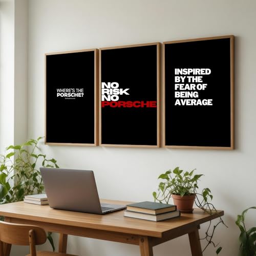 Image of DAKSHESTRY ARTWORKS Motivational Wall Art Set of 3 Frames | Luxury Car Quote Posters | Modern Black Framed Wall Decor for Living Room, Bedroom & Office | HD Printed Inspirational Artwork, 10 x 13 Inches