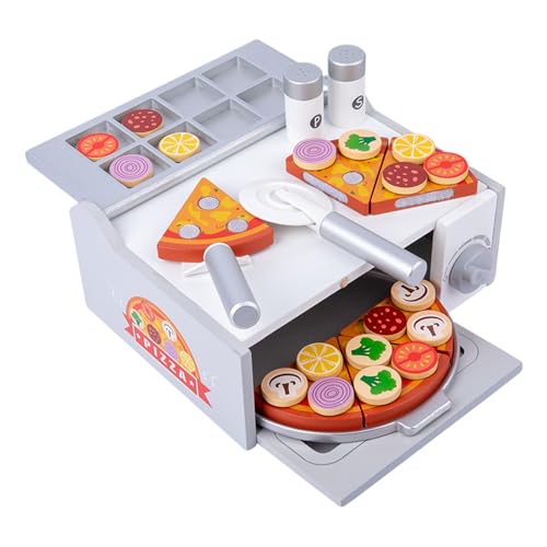 Jeu de pizza en bois pour animer la cuisine de jeu des enfants