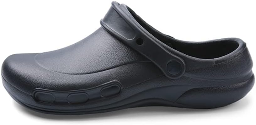 Men's Unisex Adult Kitchen Shoes - Men or Women Kitchen and Chef Shoes Safety Non Slip Work Steel Toe Clog Black