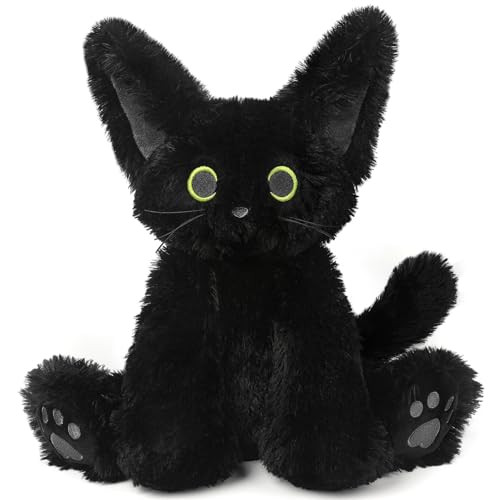 Cuckool Black Cat Stuffed Animals Microwavable Stuffed Animals Heating Pad for Cramps Pain Stress Relief Heatable Coolable Lavender Scented Cat Plush Toys for Anxiety Women Kids Bedtime