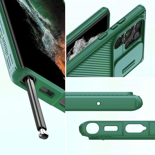 Image of iFAST Premium Back Cover Case Compatible with Galaxy S24 Ultra Soft Shokproof TPU and Hard Polycarbonate (PC) (Slider | Green)