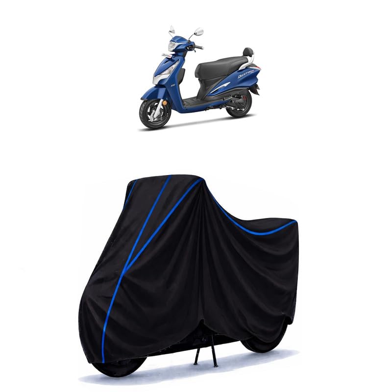 Image of Scooty Cover Water Resistant for Destini | Universal Scooter & Bike Cover | Heavy Duty UV Dust, Rain & Scratch Protection | Elastic Fit All Weather Indoor Outdoor | Black with Blue Piping