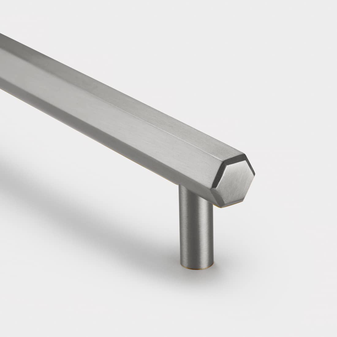 Pushka Home Ltd Silver Solid Brass Hexagon Bar Handles | By Pushka Home | Modern Brushed Finish | For Door, Cabinet, Wardrobe, Drawers (128Mm Hole Centre)