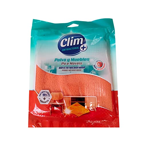 8 Bayetas de Microfibra para Polvo y Muebles Clim Antibacterial. Caja con 8 paños envasados Individualmente