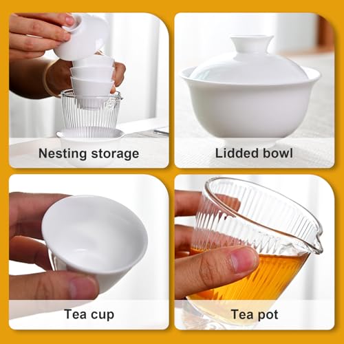 Kit thé Gaiwan portable pour infuser sans feuilles amères - 4