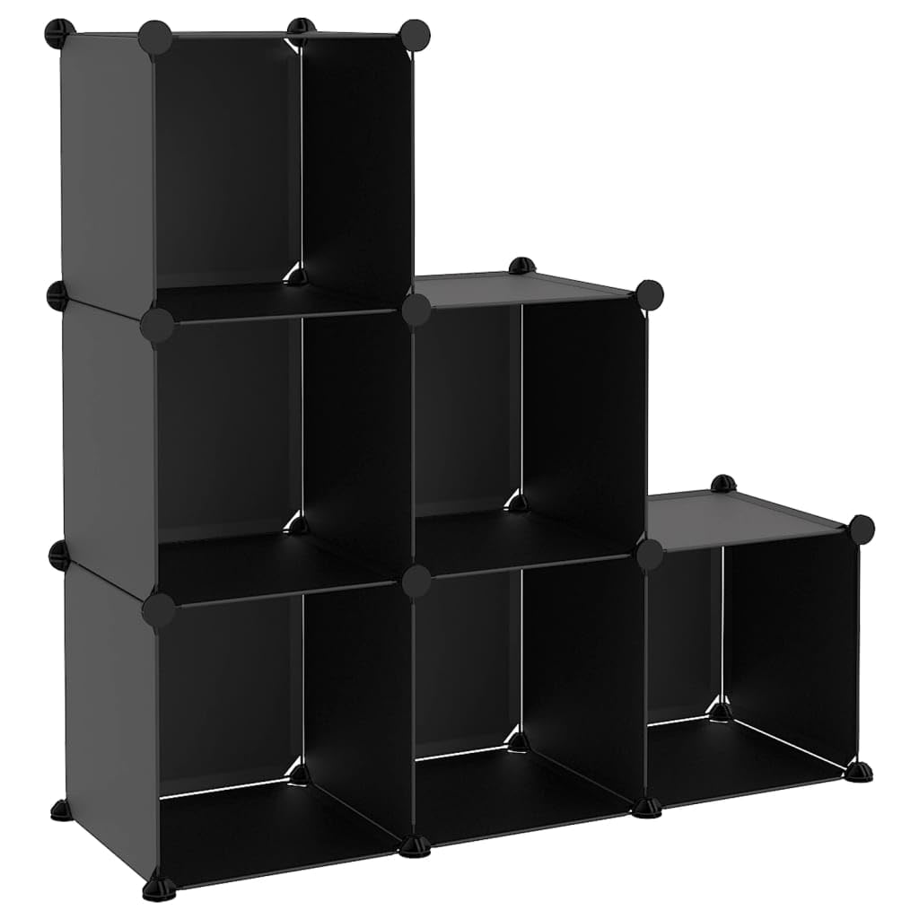 Estantería modular de 6 cubos de plástico PP con marco de acero, impermeable y ahorra espacio para oficina, apartamento y habitación de estudiantes, fácil de montar con mazo de madera