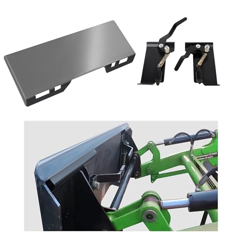 Image of ECOTRIC Pair Universal 1 /2 inch Quick Tach Mount Plate & Conversion Adapter Latch Box Compatible with Kubota Bobcat Skid Steers Tractors Bobtach QTK Sturdy Steel Black (2 Packages)