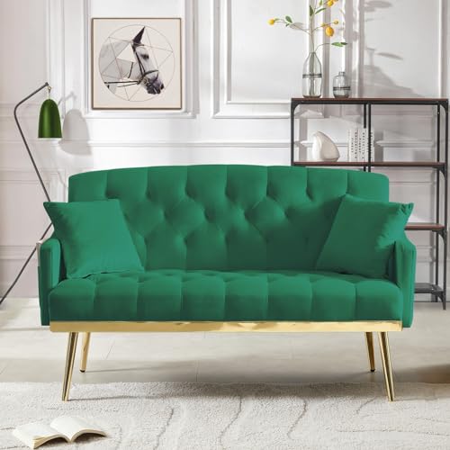 Antetek Upholstered Velvet Loveseat Sofa, Modern Small Sofa Couch with ...