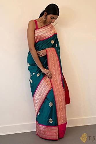 Image of Flosive Women's Present Banarasi Soft Lichi Silk Saree Divya Beautiful Jacquard Rich Pallu Design Work Zari Woven Kanjivaram Silk Style Saree With Soft Lichi Silk Blouse Piece