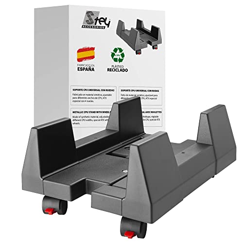STEY ACCESORIOS Soporte para Torre de Ordenador, Soporte para CPU, Transporte para Torres de PC, regulable entre 10,5 cm y 23cm de ancho, Fabricado en España