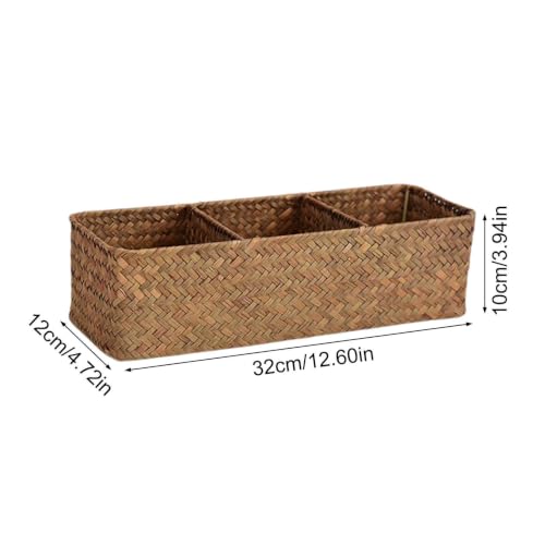 Cesta de contador con partición para organizar crema facial y peine en el baño 7