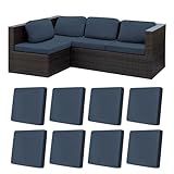 8Pcs Stretch Patio Cushion Covers Outdoor Cushion Covers,Outdoor Couch Cushion Covers Replacement,Outdoor Sofa Cushion Covers Patio Slipcovers Couch Cover,Patio Furniture Cover (Grey Blue,Cover Only)