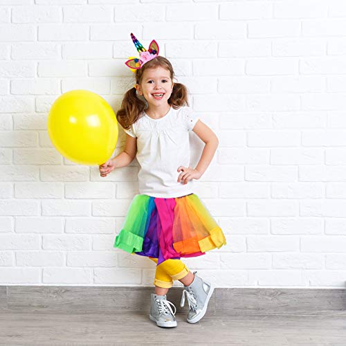 ABOOFAN Saia Tutu Arco-Íris Com Tiara de Unicórnio Em Camadas Vestido Bolha de Tule de Gaze Colorida