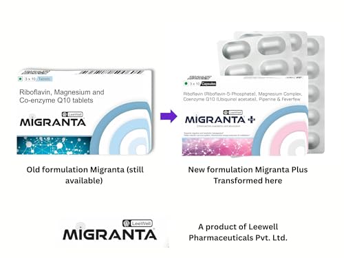 Image of Plus - Migraine Supplements, Headache Relief Products with Coenzyme Q10, Magnesium and Riboflavin (Vitamin B2) - 30 Capsules