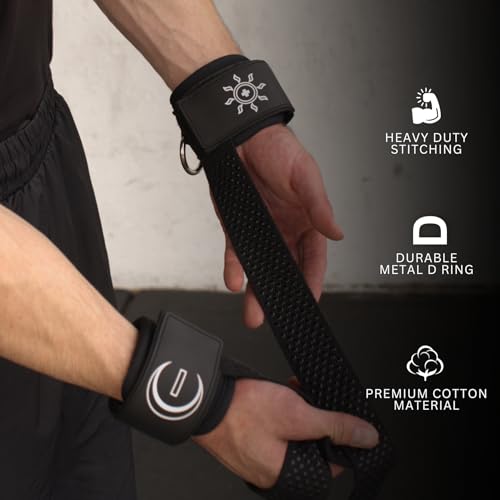 Image of Ekkovision EKKO Weight Lifting Straps With Cuffed D Ring, Wrist Support for Men, Heavy Duty Thick Comfortable Lifting Straps, Secure Fit, Enhanced Grip, Straps for Weightlifting & Gym Training