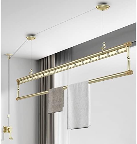 Ceiling Mounted Clothes Drying Rack, Aluminum Alloy Pulley Indoor Laundry Rack, Space-Saving Folding Clothes Organizer for Balconies & Small Areas, Hand-Held Design