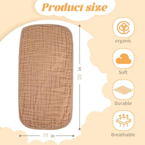 Image of MIGIOL Baby Burp Cloths 100% Cotton Newborn Muslin Burp Cloths 10x20 inches Baby Essentials White & Coffee 6-Pack