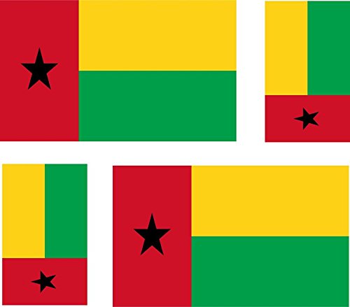 Akachafactory 4 x Autocollant Sticker Voiture Moto Valise pc Portable Drapeau guine Bissau