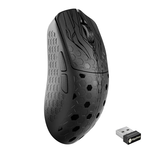 Keychron G5 8K Carbonfaser kabellos Gaming-Maus DPI bis zu 30000 43g Ultraleicht 2 4 GHz/Bluetooth/USB-C PAW3950-Sensor RGB-LED Esport Gaming Maus 8000 Hz für PC Mac und Laptop Schwarz