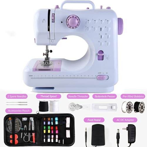 Sewing Machine for beginners with 12 Built-in Stitches mini sewing with Accessory Kit, small sewing machine machine 2 Speed with Foot Pedal
