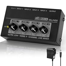 🎹【Ultra-compact 4-channel】This mixer can mix 4 line signal sources into 1 channel to connect headphones or speakers for listening. Suitable for most electronic instruments and other devices such as microphones, guitars, basses, keyboards, phones and ...