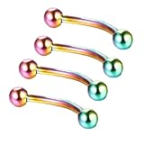 4 piercings de acero inoxidable de 16 g para cejas, con diamante transparente, curvado, barra Rook Daith, piercing corporal, joyería duradera