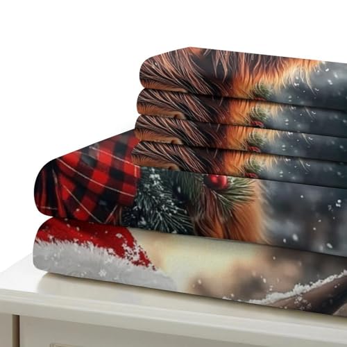 Linge de lit en microfibre hypoallergénique et douce motif 3D vache Highland - 6