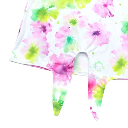 Image of JESKIDS Girls Short Sleeve Shirts Ruffle Tie Front Unicorn /Tie Dye Print Summer Tee Tank Tops 3-11 Years