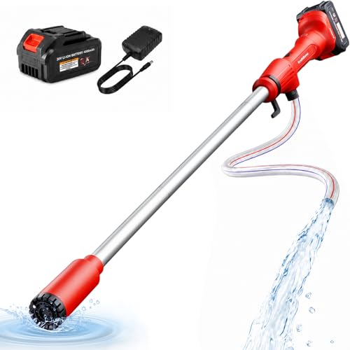 CRAFTZONE Cordless Water Transfer Pump Battery Powered Water Pump 720 GPH High Flow 30FT Lift Brushless Portable Transfer Pump for Pool Garden Pond Basement Includes 1x 4000mAh Battery