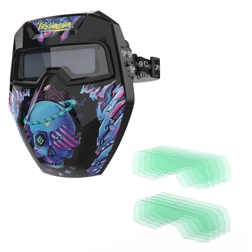 Image of YESWELDER True Color Auto Darkening Welding Goggles (Cyberpunk Pattern) & 10PCS Outer Replacement Lens Cover