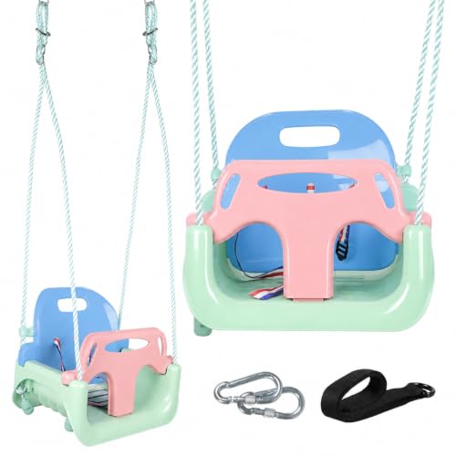 KINSPORY Columpio para Niños 3 en 1, Columpio de Jardín | Columpio para Interior y Exterior, Columpio para Bebés y Infantiles (Verde Macarrón)