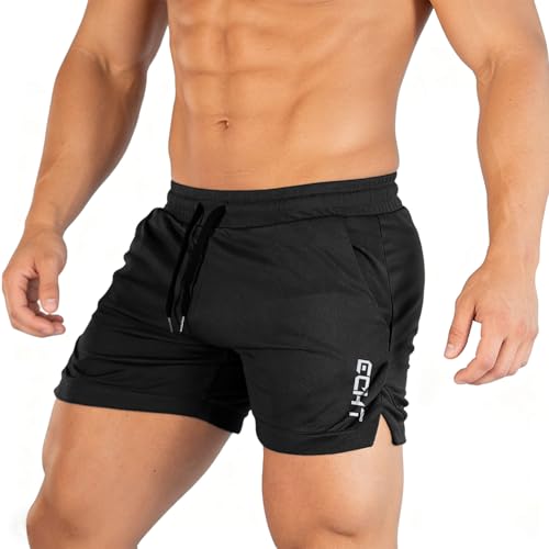 InfiniZer Men’s 3 Inch Gym Sport Shorts Breathable Running Shorts Quick Dry Athletic Training Short with Pockets for Men Summer Outdoor Workout (M, Black)