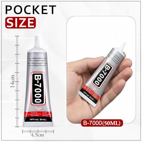 Image of GLUN Clear B-7000 Glue 50ml Pack for Rhinestone Crafts, Jewellery & Bead Adhesive Semi Fluid High Viscosity Glues for Clothes, Shoes, Fabric, Cell Phones Screen Repair or Nail Art