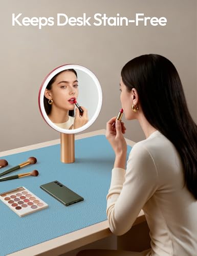 Image of YSAGi Leather Desk Protector, Office Mat, Large Mouse Mat, Non-Slip PU Leather Blotter, Laptop Desk Mat, Waterproof Writing Pad for Office and Home (Sea Blue, 47.2 inch x 23.6 inch)