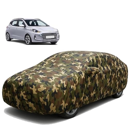Sulfar 100% Waterproof Car Body Cover Compatible with Mirror for Toyota Etios Liva with Long Lasting Durable Material (Triple Stitched, Full Bottom Elastic, Camouflage Army)