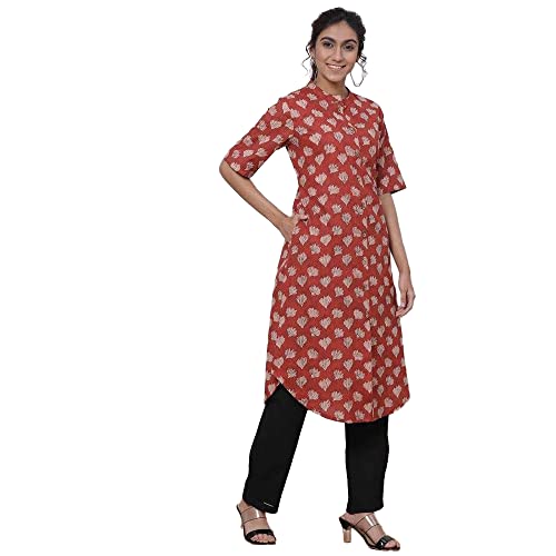 Image of BIBA Women's Cotton Straight Fit Straight Kurta