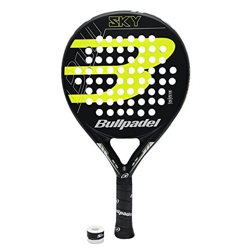 PADEL NUESTRO Pala de Padel Sky + Overgrip Incluido / Palas de pádel para Hombre Mujer / Mejores Raquetas polivalentes para golpeo de Pelotas Potencia y Control (Amarillo)