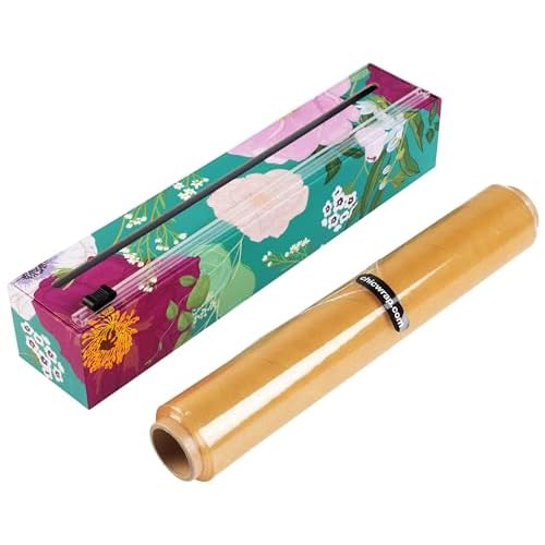 ChicWrap Spring Flowers Plastic Wrap Dispenser - Includes 12"x250' roll | Reusable…
