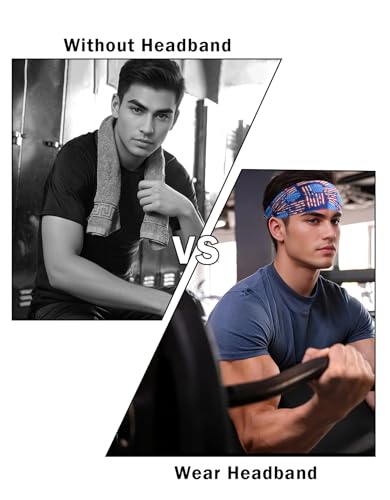 Image of Headbands for Men & Women, Sweat Headband Non-Slip Sweatband Sports Running Cycling Yoga Basketball Workout Football Training