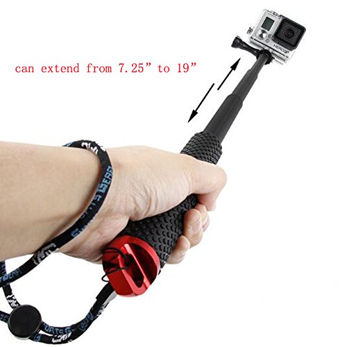 Walway 19'' Waterproof Underwater Hand Grip Adjustable Extension Selfie Stick Monopod Pole For Gopro Hero 6/5/ 5 Session/ 4 Session/ 4/3+/ 3/2/1, Geekpro, Akaso, Xiaomi Yi, Sjcam Sj4000 (Red) #TOP5