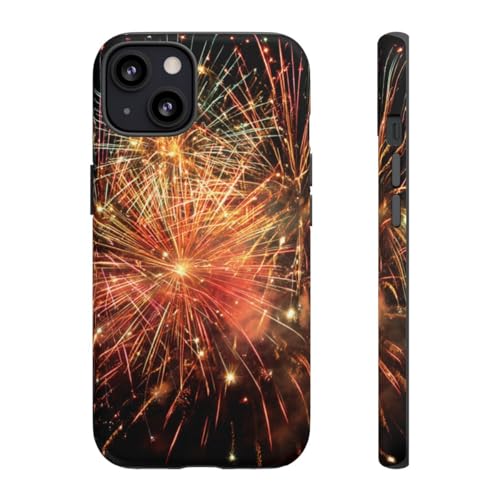 Coque iPhone 13 feu d'artifice multicolore rigide mate antichoc et anti-trace