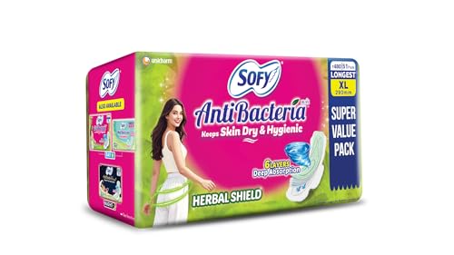 Image of Sofy AntiBacteria XL - 290mm | 51 Count pads | For Women Sanitary Pads | Keep Skin Dry | 6 Layer Deep Absorption | Herbal Shield | Hygiene & Herbs | X-Large