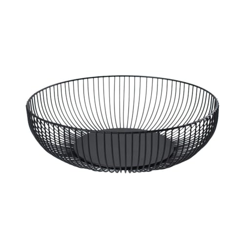 Black Fruit Bowl - cestino resiste al controsoffitto in metallo | Risciacquare sotto l'acqua Baskeet con forma d'onda | Cesto di frutta in filo di ferro per cucina, bagno, camera da letto