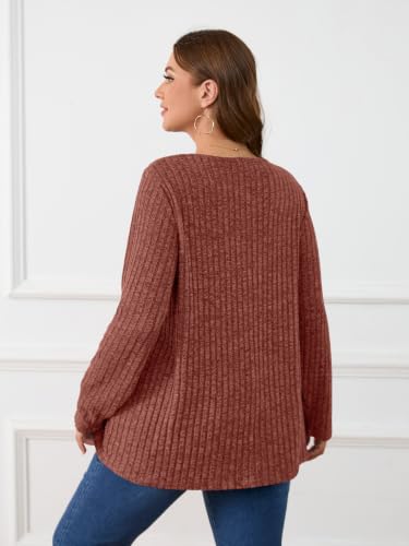 Image of BELAROI Womens Plus Size Sweaters V Neck Fall Tunic Top Pullover Shirts