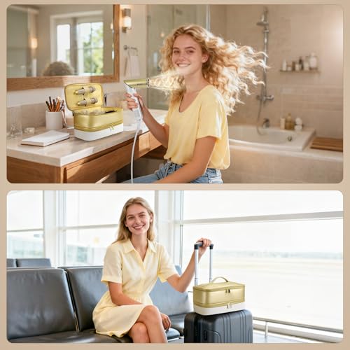 Image of Travel Hair Dryer Case for Shark Glam, Portable Hair Tools Bag for Shark FlexFusion, Double-Layer Storage Carrying Case for Shark FlexStyle Blow Dryer, Silki Straightener & Glossi Attachments Holder