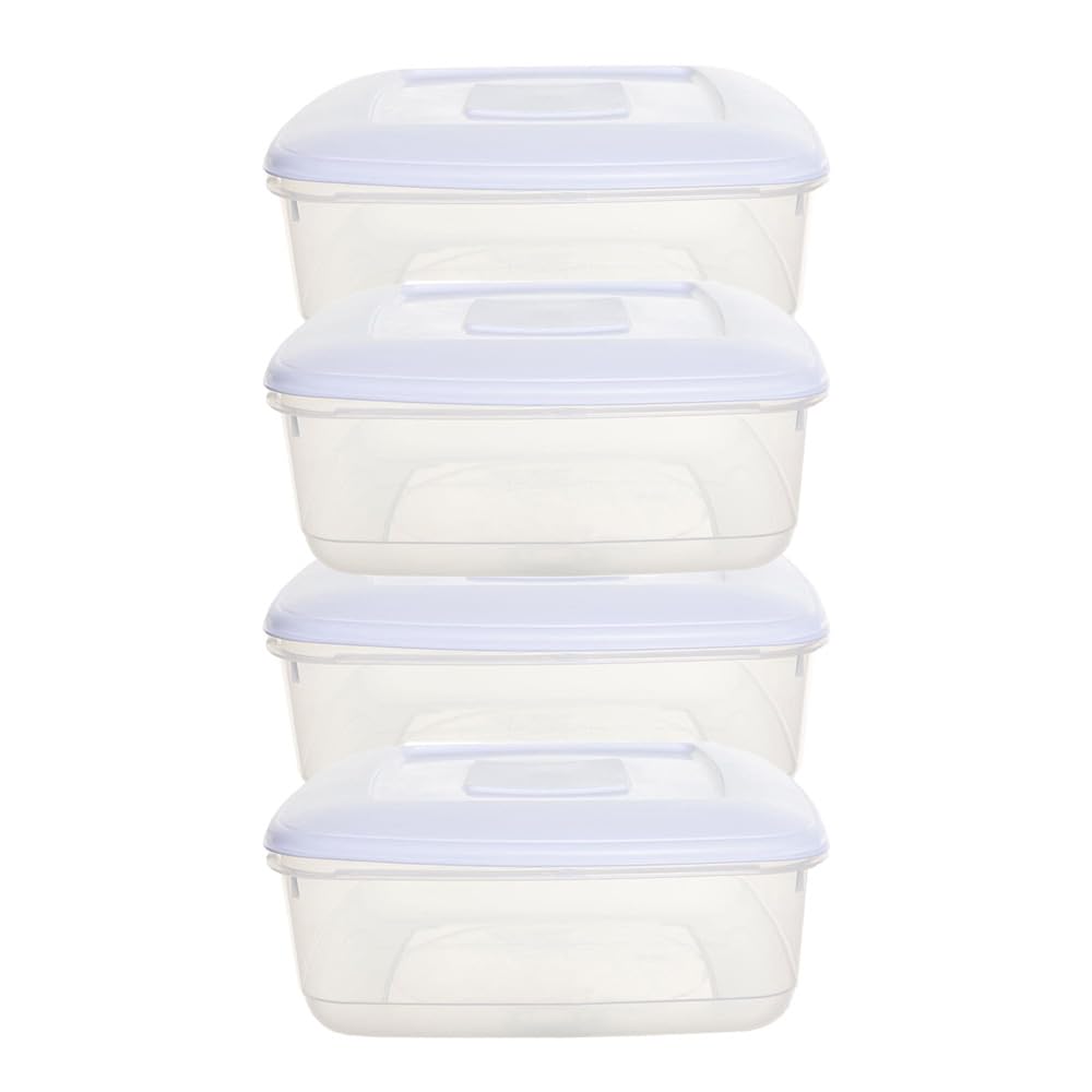 shopior 7L Clear Plastic Food Storage Container with Airtight Lid | Kitchen Food Box for Meal Prep, Dry Food, Flour, Rice, Pasta & Cereal – Xmas Cake Storage Box - (Pack of 4)